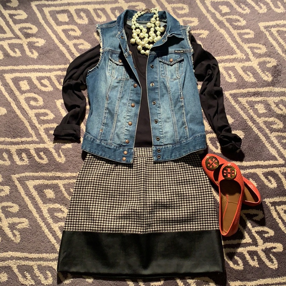 J.Crew Houndstooth Faux Leather Mini